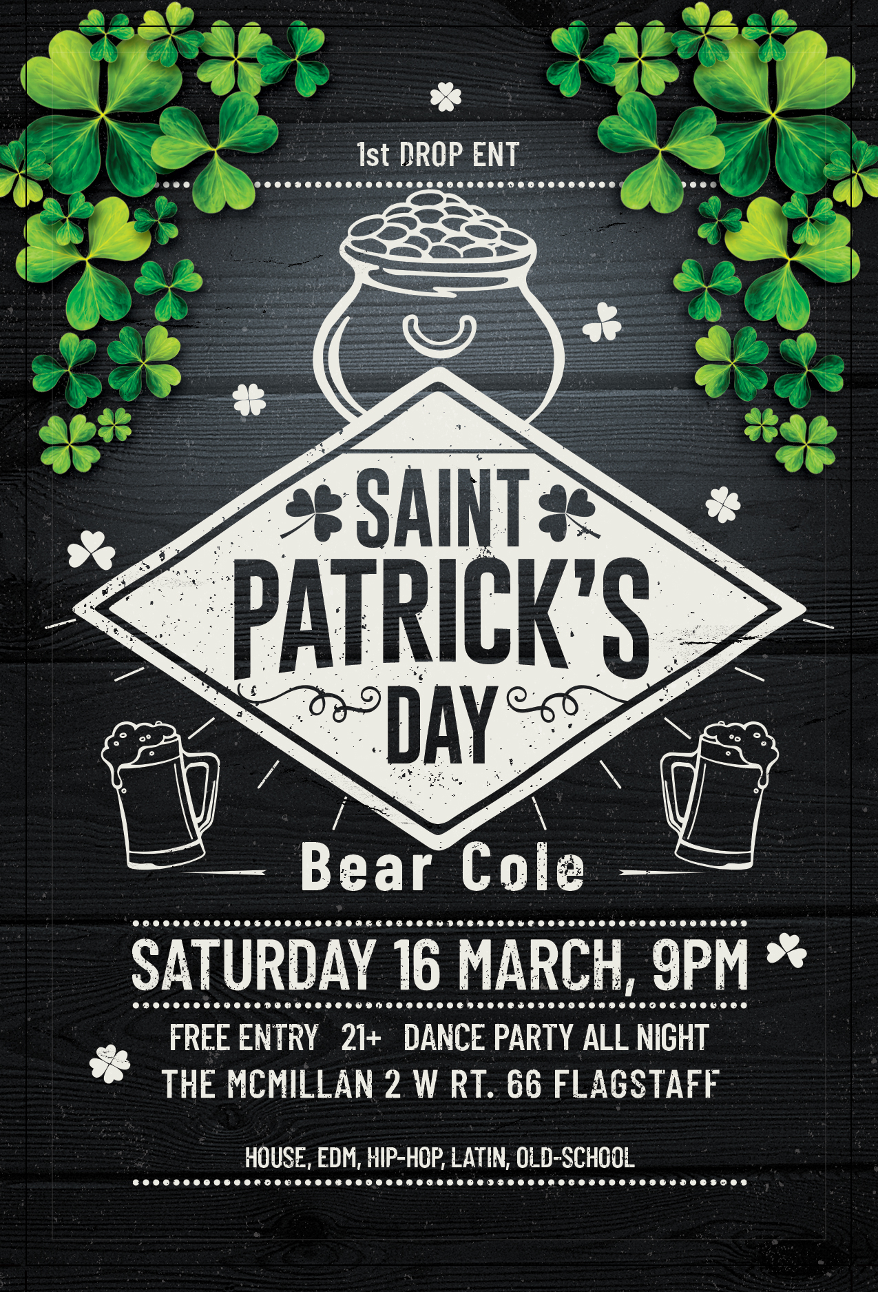 Featured image for Bear Cole at The McMillan in Downtown Flagstaff for St. Patrick's Day Celebration